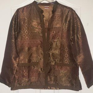 Tudor Court Haband Blazer Jacket Womens Medium Mixed Print Boho Vintage Tapestry